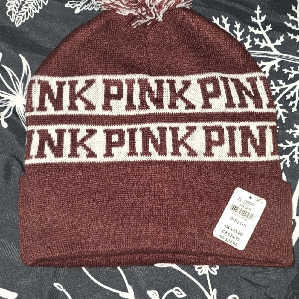 PINK Victoria's Secret Maroon' Beanie